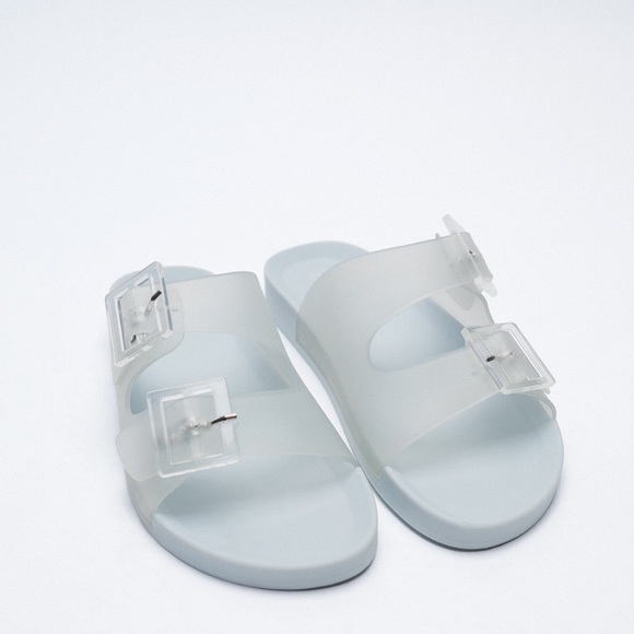 Zara Rubberized Buckled Slide Sandals